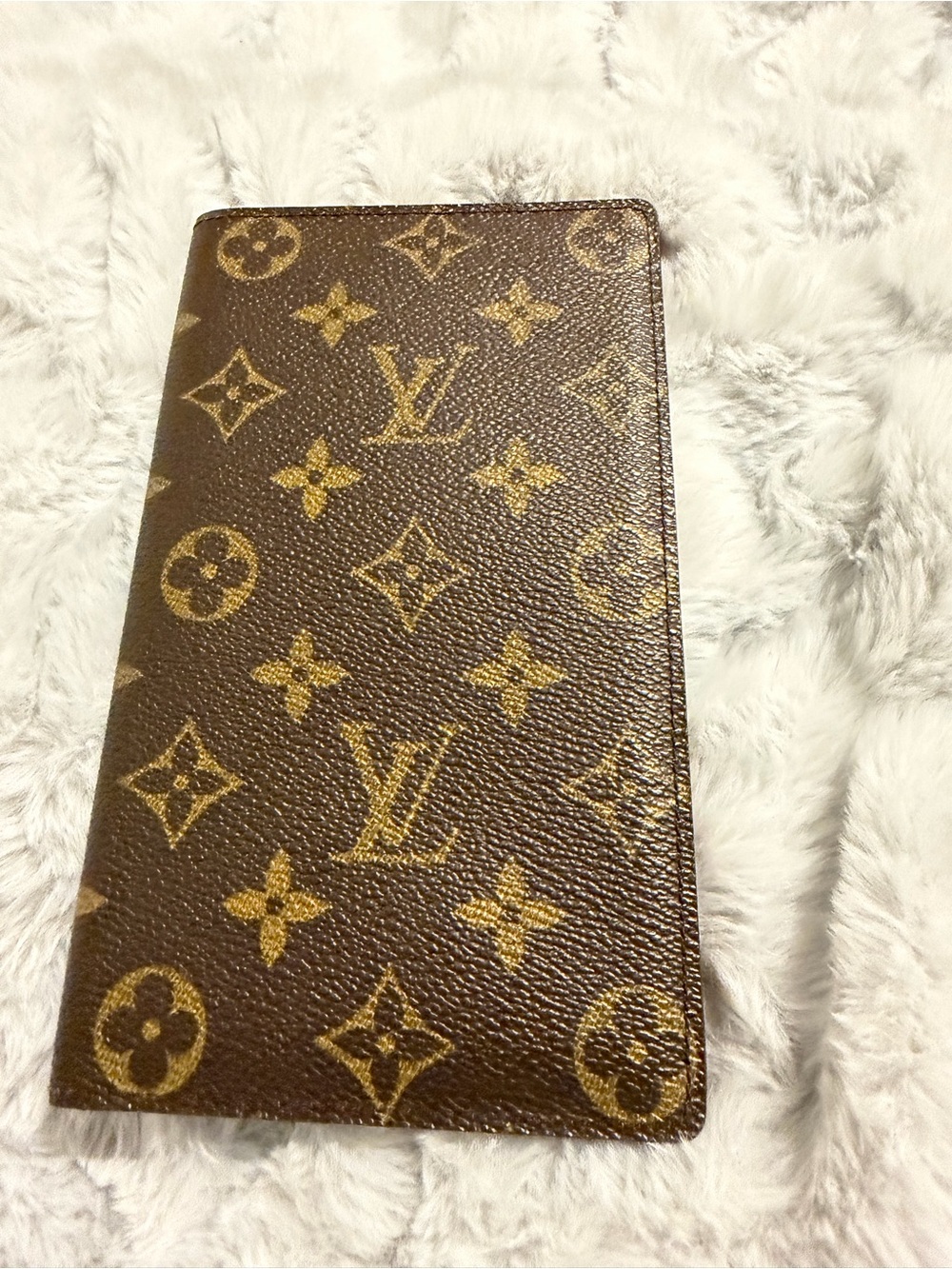 Louis Vuitton Monogram Long Wallet in Brown and Gold Print